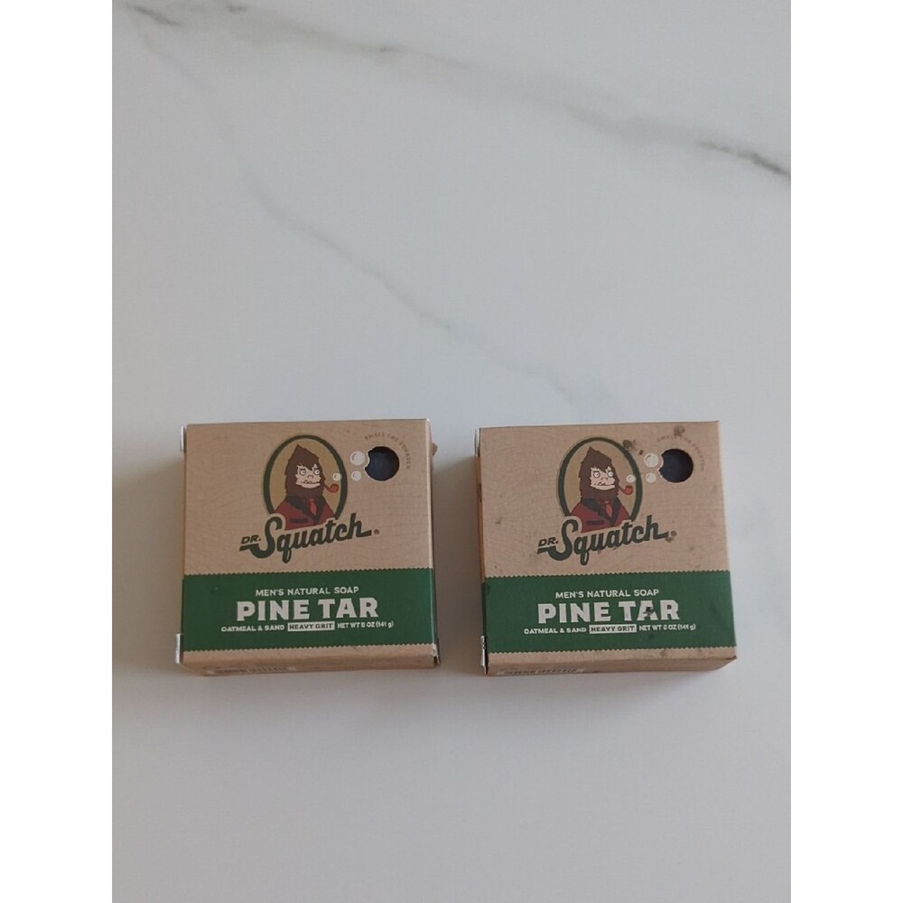 Dr. Squatch Pine Tar Men's Soap Bar - Green & Kraft Box (2 Pack - 6 Oz Each)